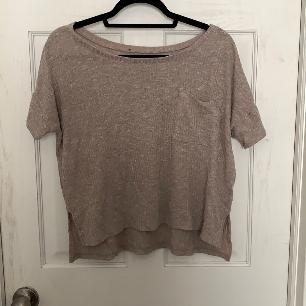loose tan shirt